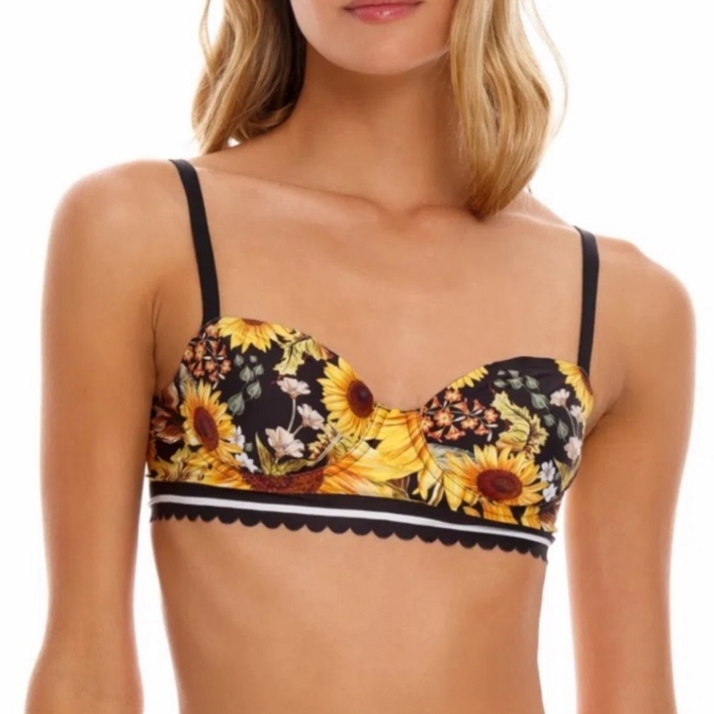 NWT agua Bendita LAUREN BIKINI TOP IN SUN SHOWER SMALL - Picture 1 of 4